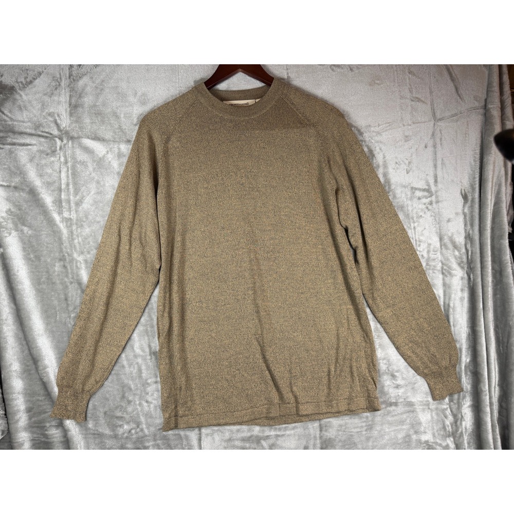 Pronto Uomo Mens 100% Silk Sweater Brown Marl Crewneck Raglan Long Sleeve Small